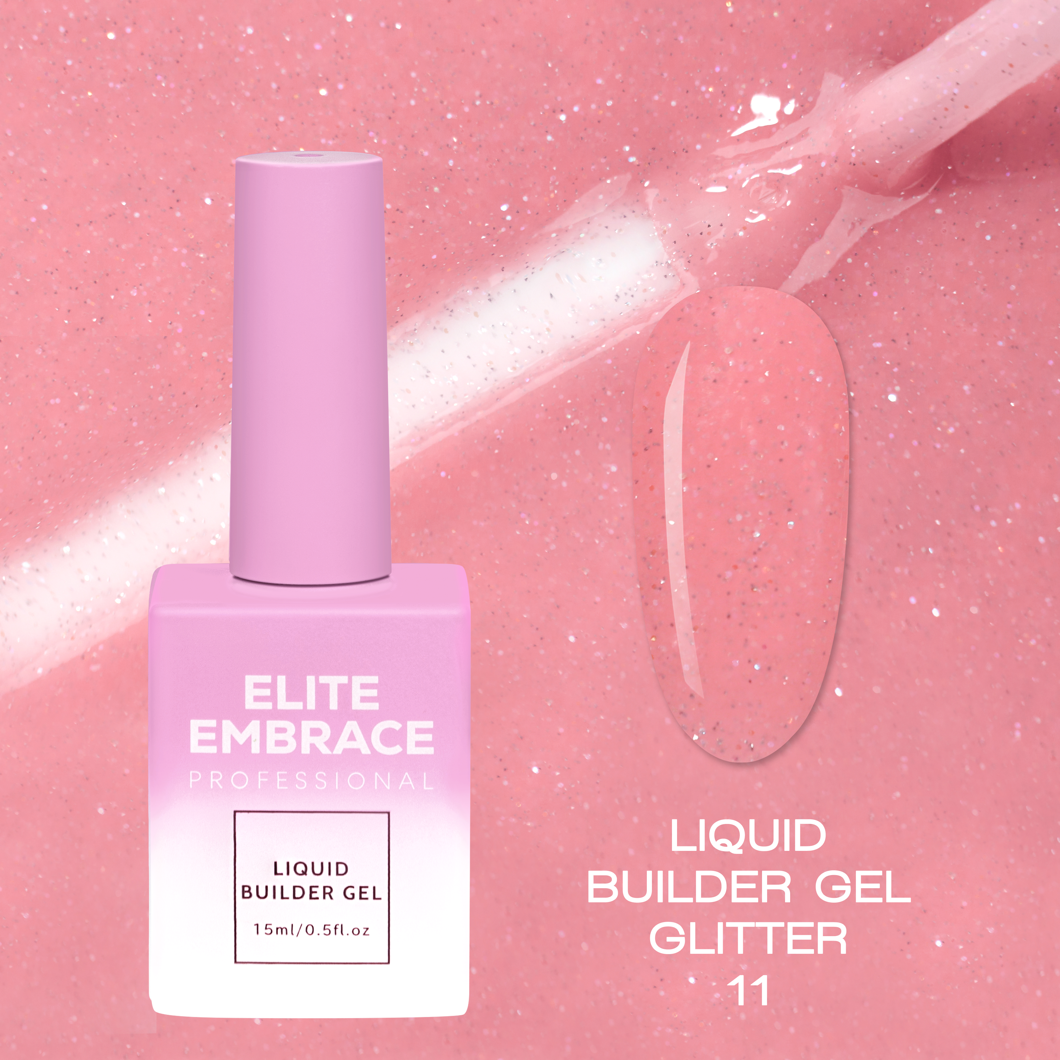 ELITE EMBRACE Professional Liquid Builder Gel Glitter 11 15ml ELBGG1115