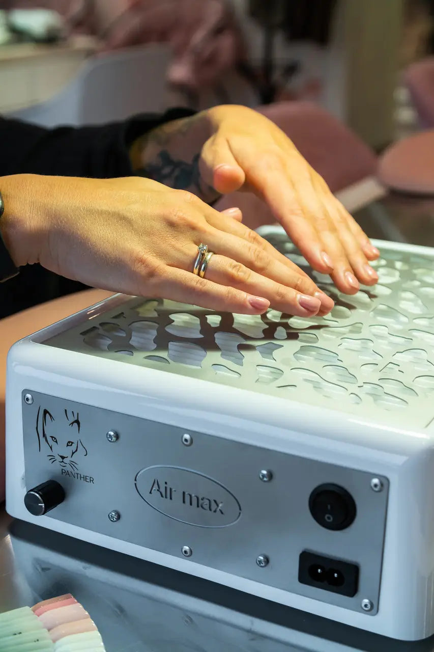 Air Max Panther Nail Dust Collector Silver with HEPA Filter – Professional Nail Table Vacuum