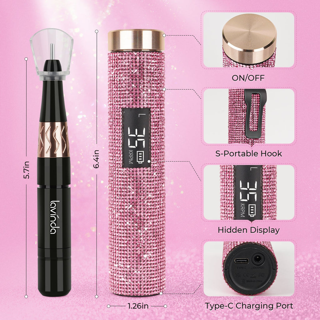 Wand™ Lite Nail Drill - Pink Diamond - 35,000 RPM Rechargeable