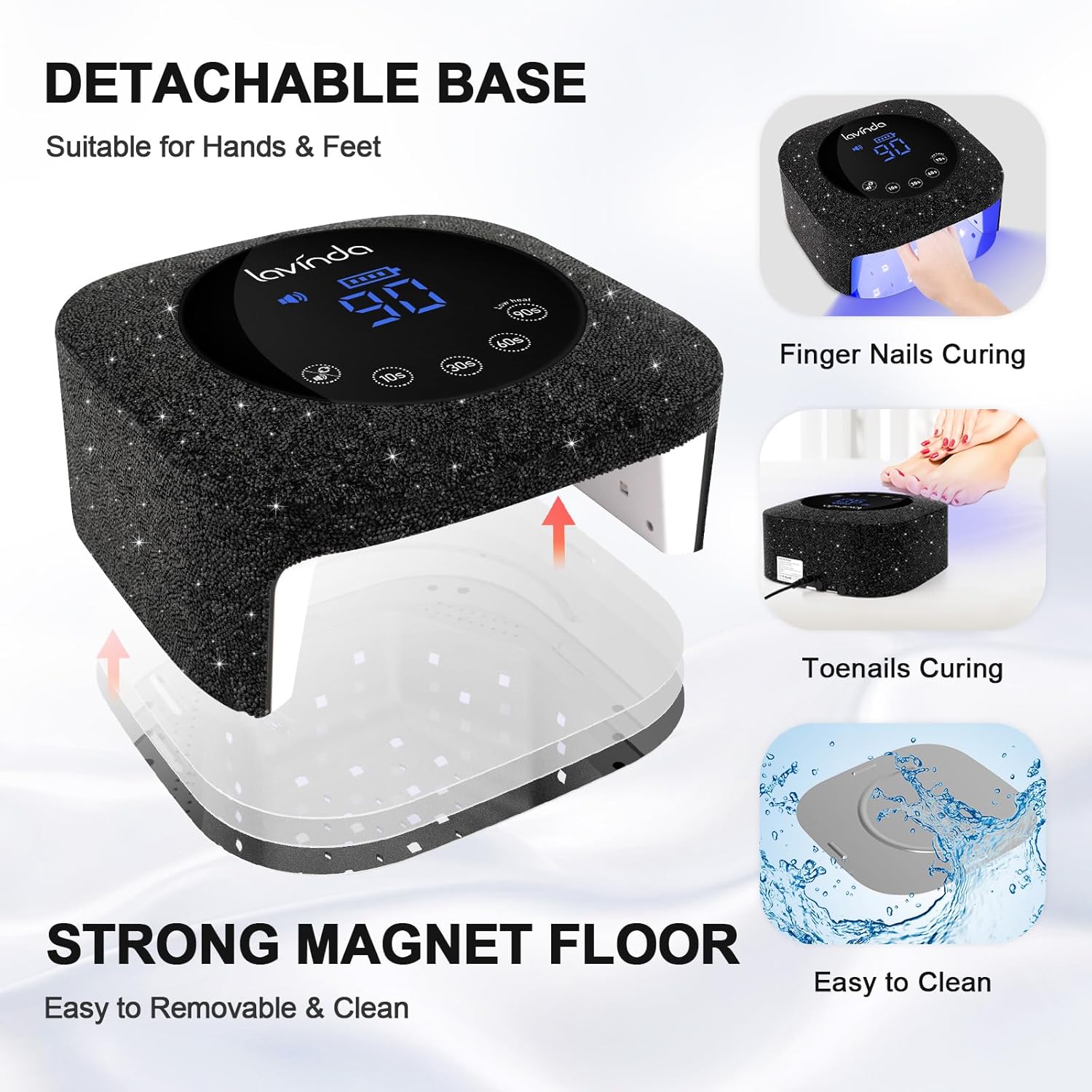 Crown™ Nail Lamp - Black Diamond - 54W Rechargeable UV/LED