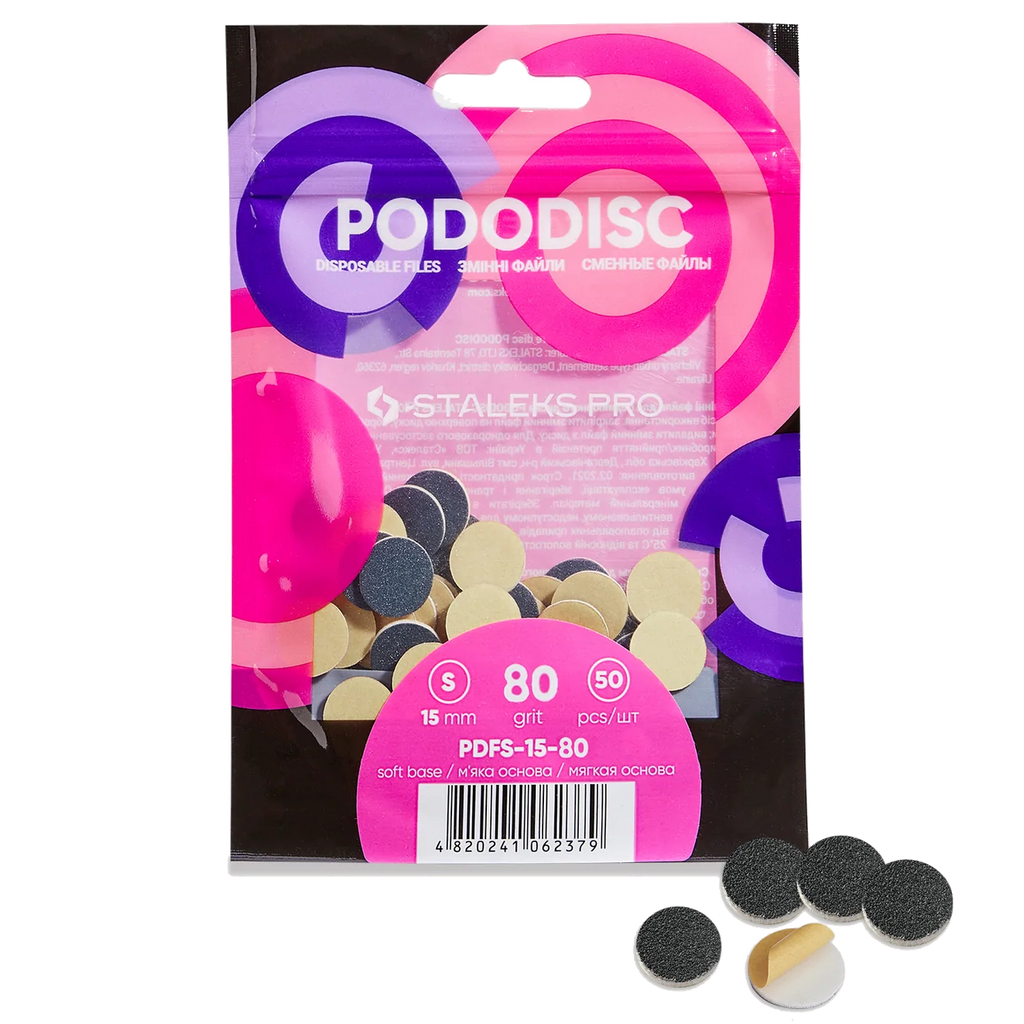 STALEKS Pro S Pododisc Disposable Files Soft Base for Pedicure Disc 15mm (50 Pcs) PDFS-15