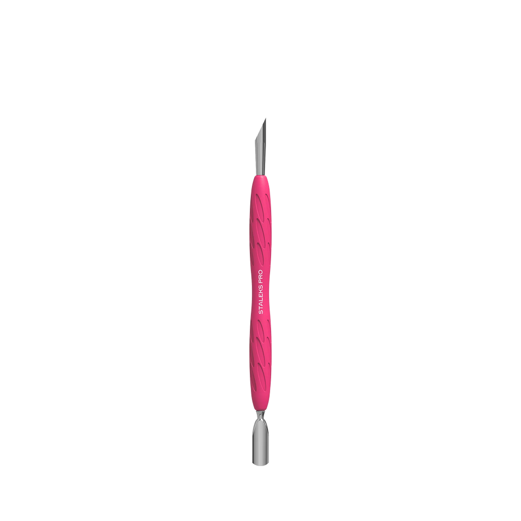 Manicure Pusher With Silicone Handle "Gummy" UNIQ 10 TYPE 2 (Narrow Rounded Pusher + Slanted Pusher) -PQ-10/2- STALEKS
