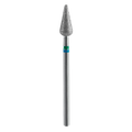 STALEKS - Diamond nail drill bit DUO, "Pointed Pear", blue-green, EXPERT 5/12 mm (FA100BG050/12)