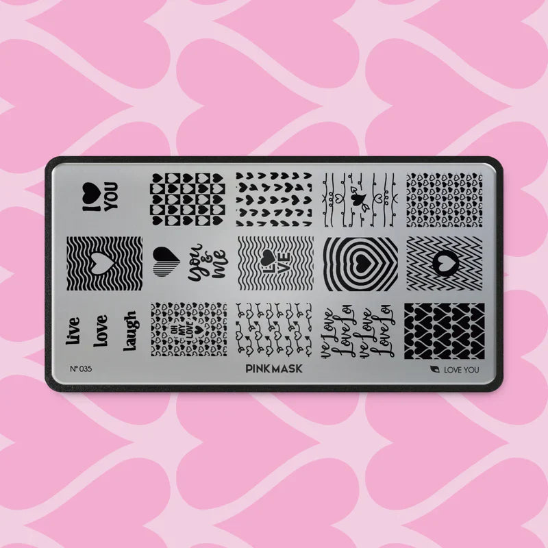 Pink Mask - Stamping Plate Love You #35